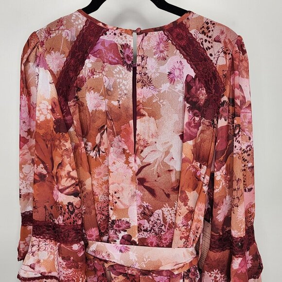 NWT BHLDN Camila Long Sleeve Chiffon Mini Dress Pink Medium - Picture 10 of 16